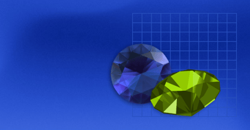 Blue and Green Gem's with a Blue Background.