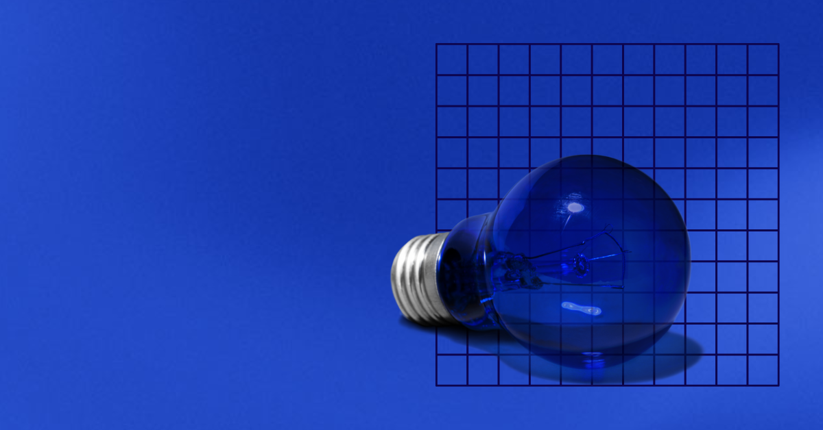 Blue light bulb with a blue background.